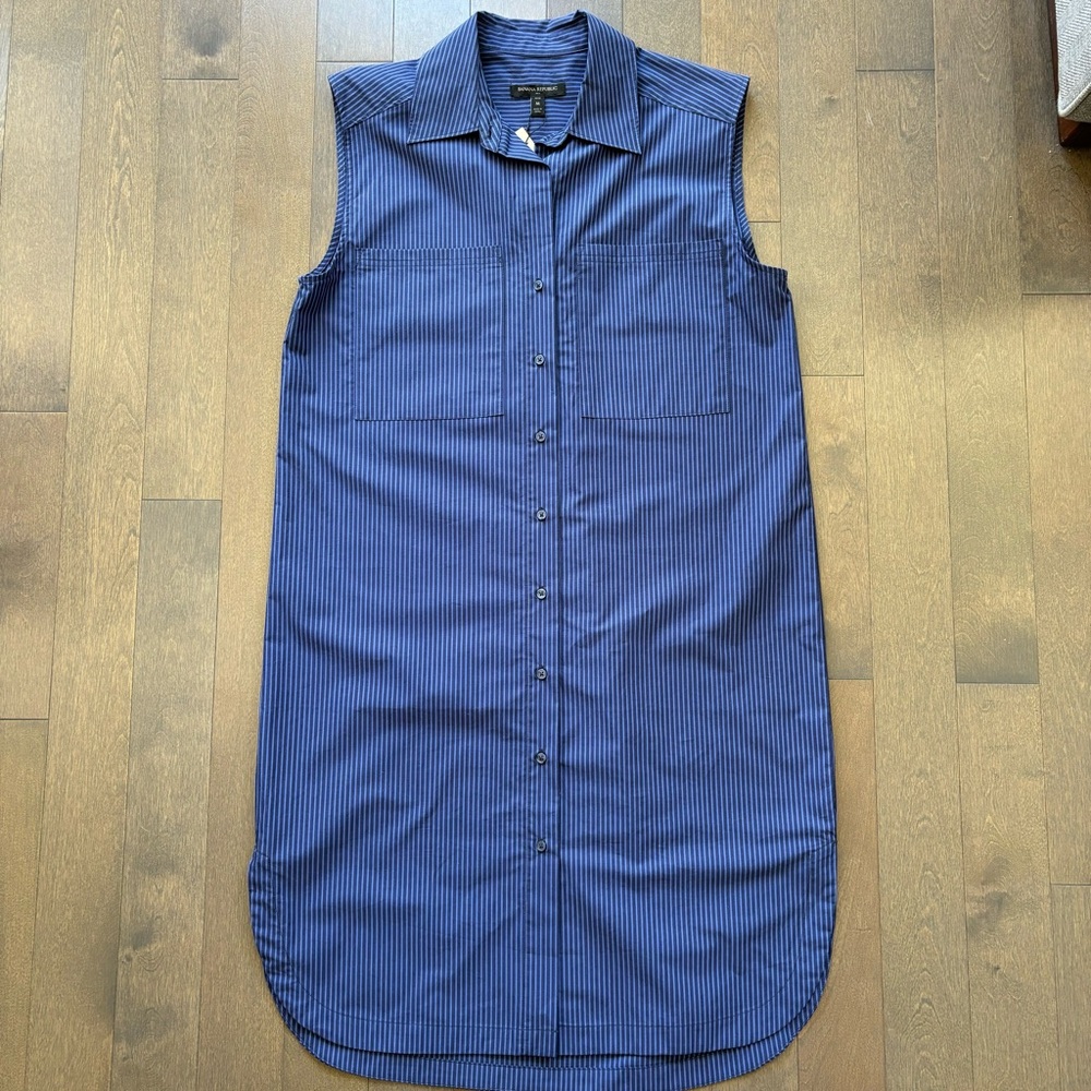 Banana Republic Factory Blue Striped Midi Dress